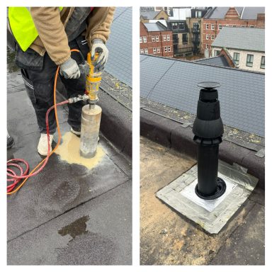 Core Cutting New Vertical Flue Core cutting new flue hole in concrete roof