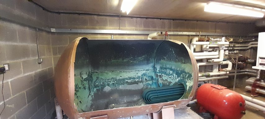 Removing Large Calorifier Large copper calorifier