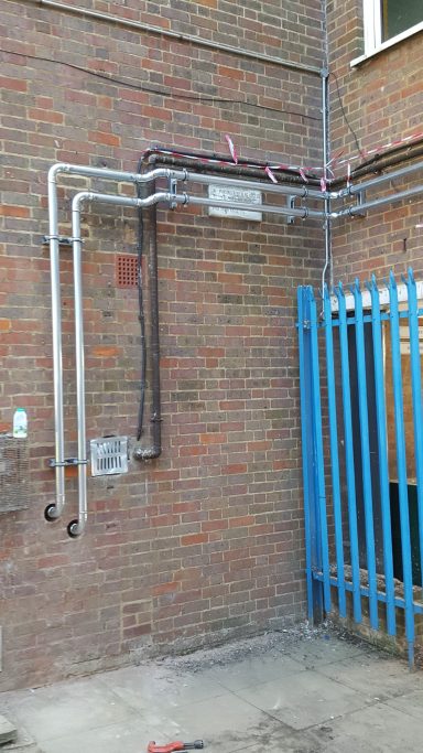 New 54mm pipework New 54mm pipework replacing old rusted pipework