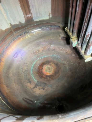 1500 litre calorifier after cleaning PPM service of 1500 litre hot water storage vessel